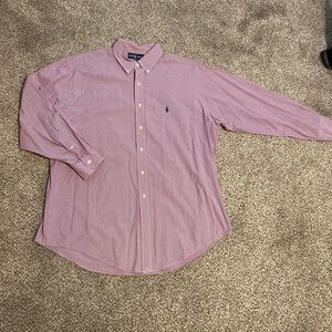 Ralph Lauren Men's Red/Blue Casual Button-Down Shirt Size 17 32/33